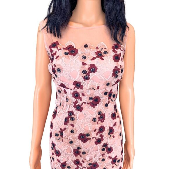 Sample NWT JS Collections Soutache Dress 4 Mauve Pink Illusion Floral Wedding - Picture 5 of 7